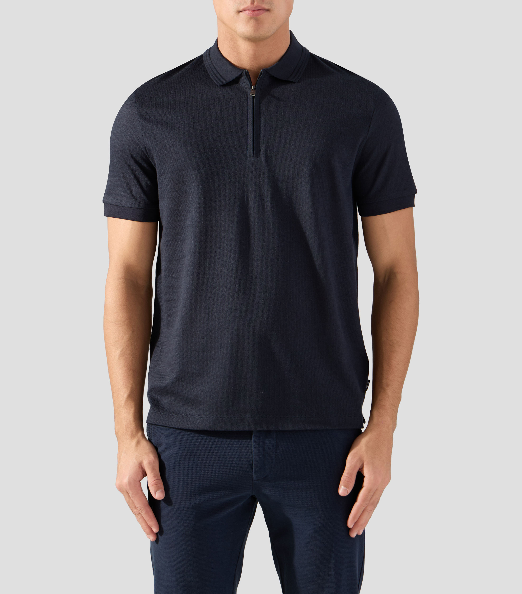 Polo de algodón con tapeta de cremallera Hombre
